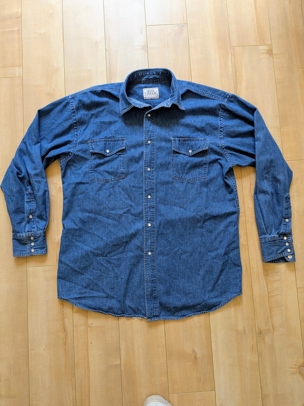 Vintage 90s Made In Canada Men's Denim Button-Down Shirt